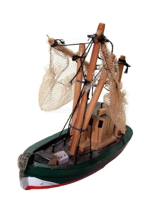 wooden fishing boat toy stock image. image of wooden