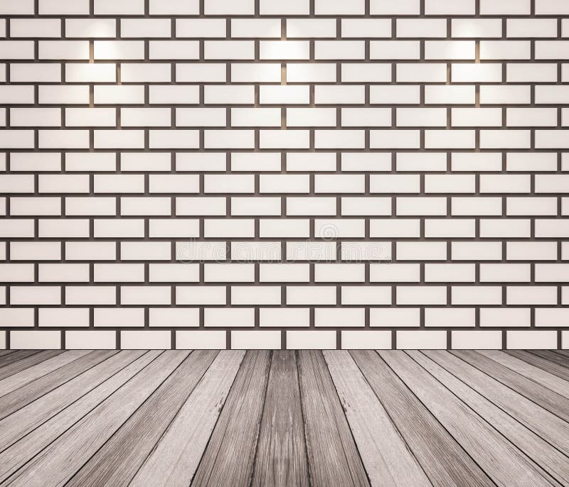 Wooden Floor with Brick Wall Stock Photo Image of plank, concept
