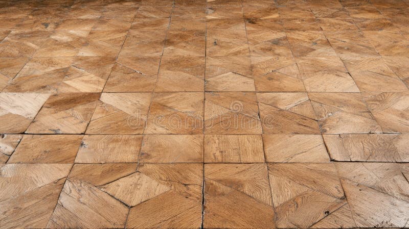 A wooden floor with a geometric pattern. stock photography