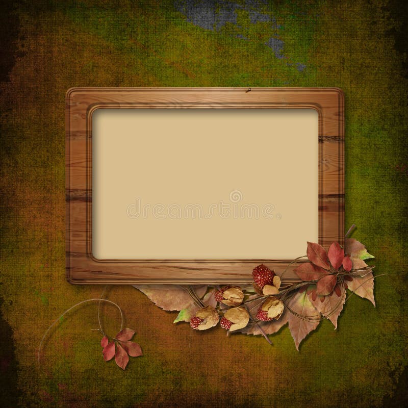 Wooden frame on autumn background