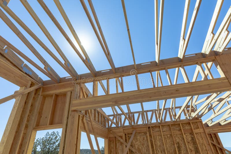 Wooden Frame House Built with Lumber Stock Image Image of joists