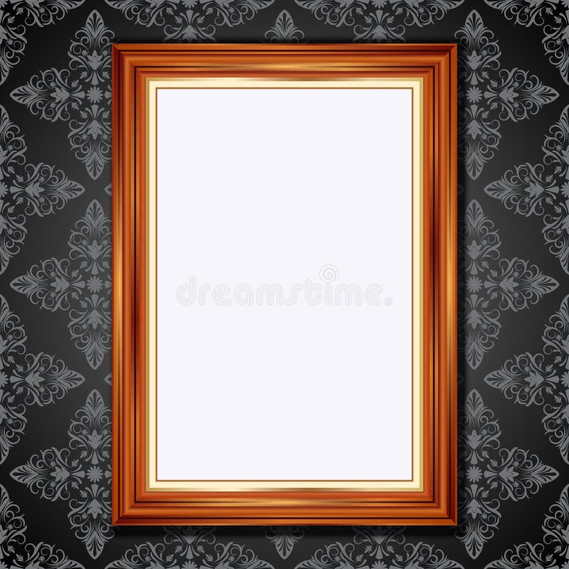 Wooden frame on retro background