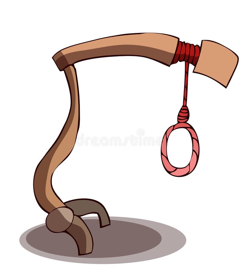 Wooden Gallows with a Stand. Stock Vector Illustration of fantasy