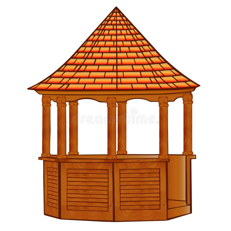 Of a Wooden Gazebo on White Stock Vector Illustration of fronds