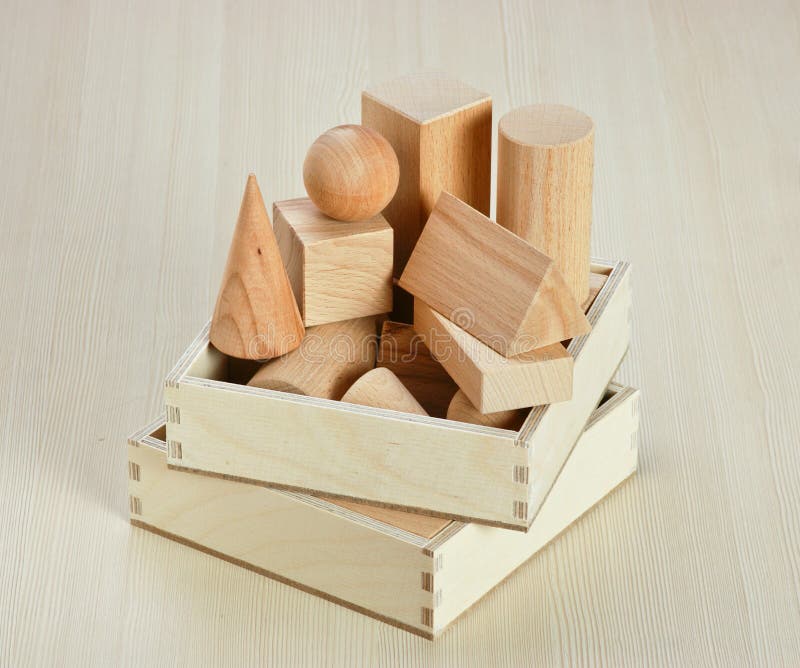 Wooden geometric shapes stock photo. Image of mathematics 157122522