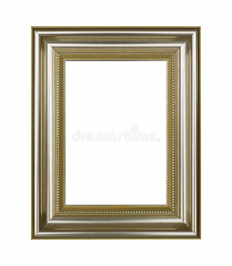 Gold Frame Oval Mirror Circle Isolated on White Background. Stock Image