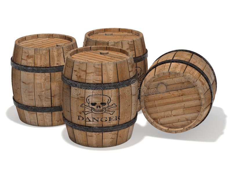Wooden Gunpowder Barrels 3d Rendering Stock Photo Image of abandoned
