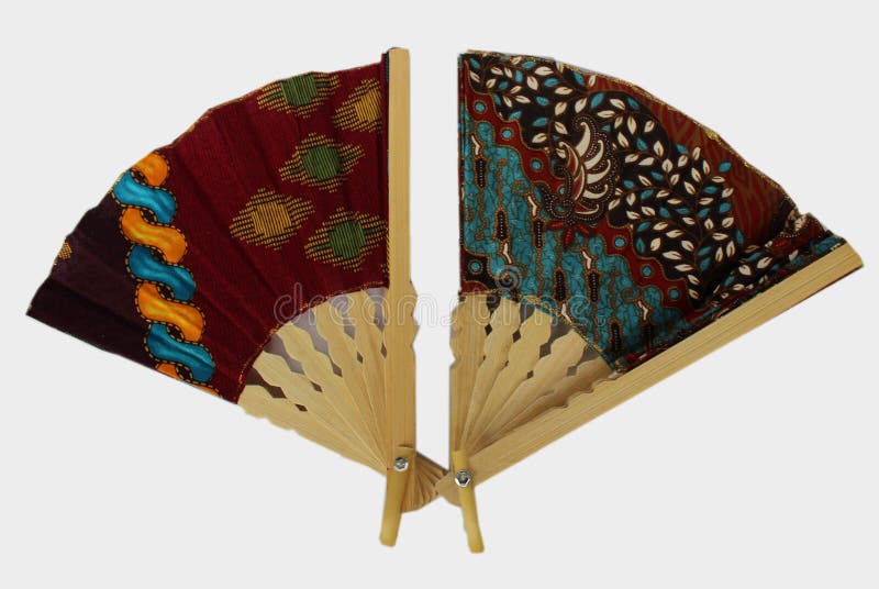 A Wooden Hand Fan in Javanese Cloth Called Batik Stock Photo Image of batik, colour 137732816