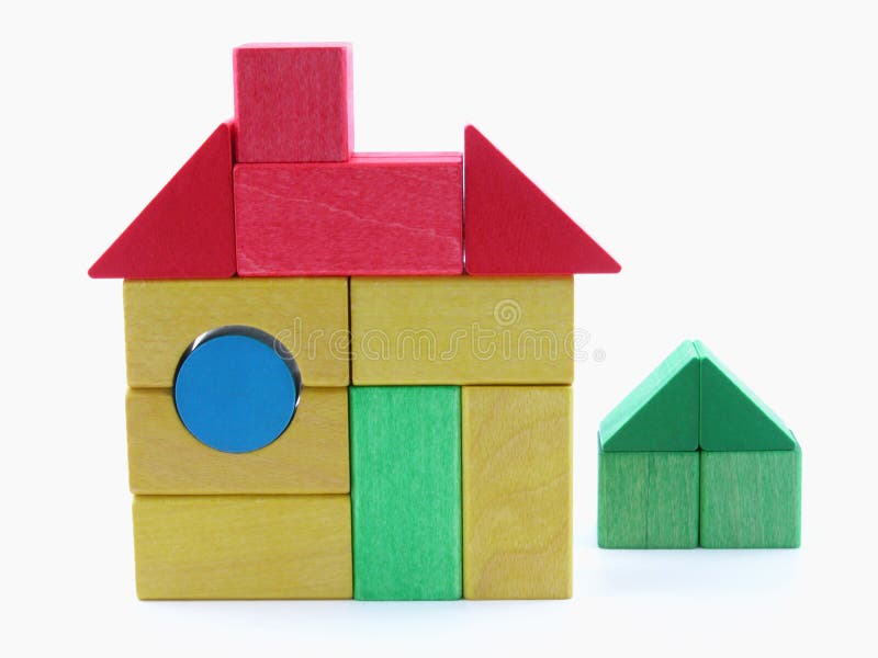 Wooden block house stock photo. Image of playing, teach 502734
