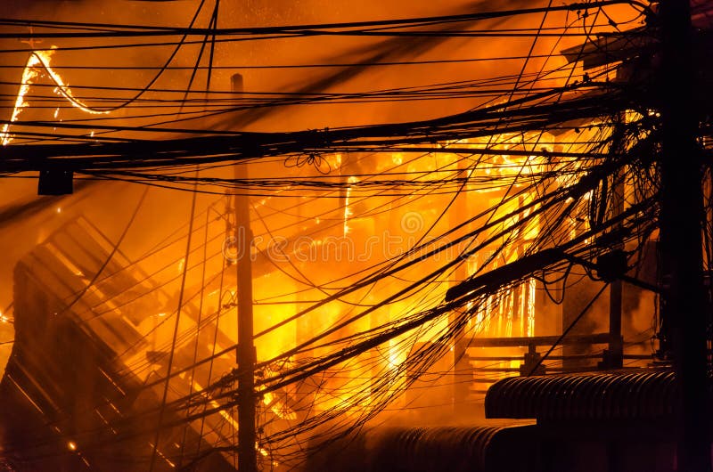 Wooden house burning.fire stock image. Image of firemen 79921277