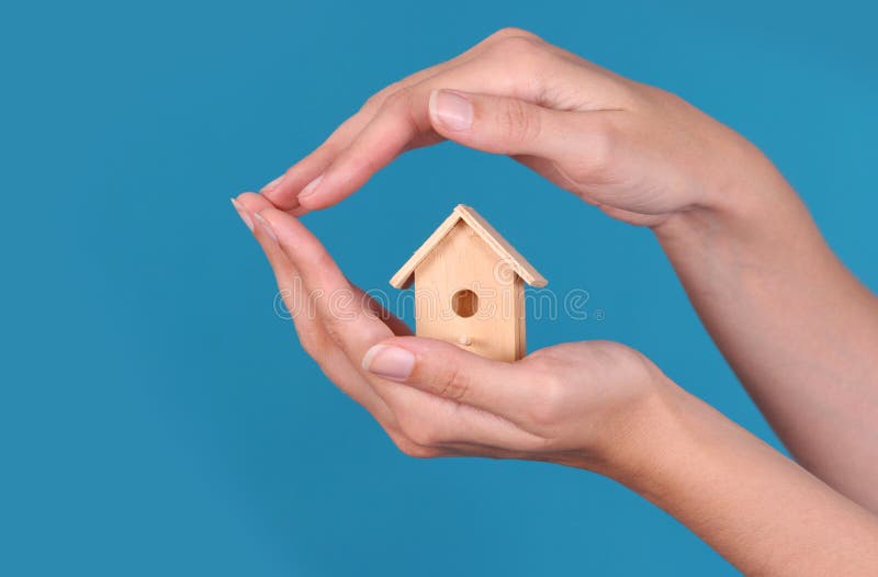 Wooden house on the hand