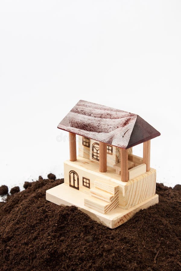 Wooden House Model Pile Soil Stock Photos Free & RoyaltyFree Stock
