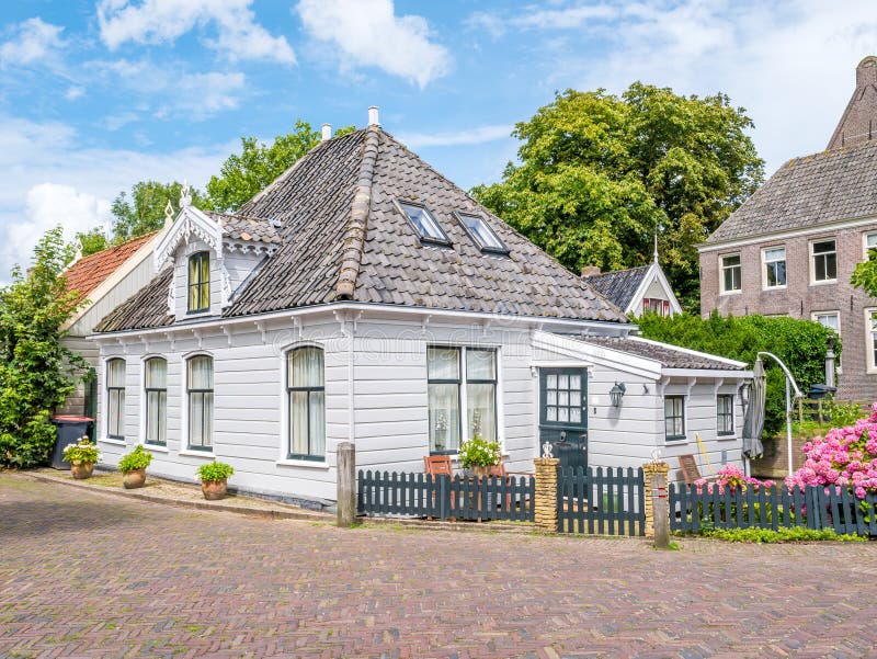 Wooden house in town Broek in Waterland, North Holland, Netherlands