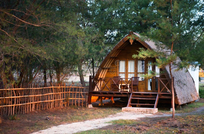 Wooden house in traditional Indonesian style