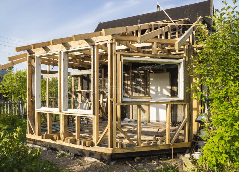 Wooden House Under Construction Stock Photo Image of project, cottage