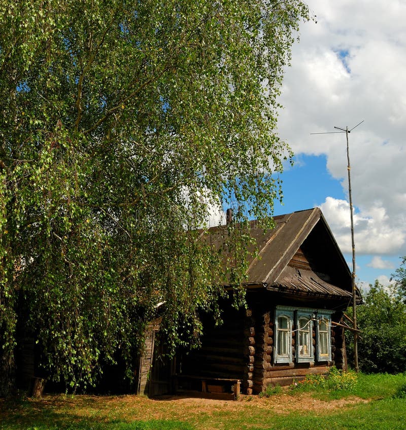 Wooden house in a village