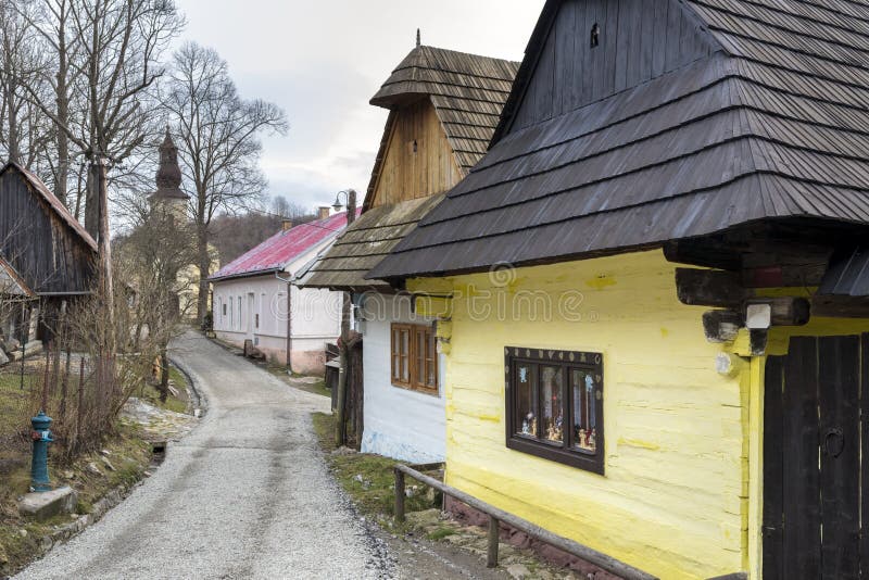 Wooden houses in Vlkolinec village, Slovak republic