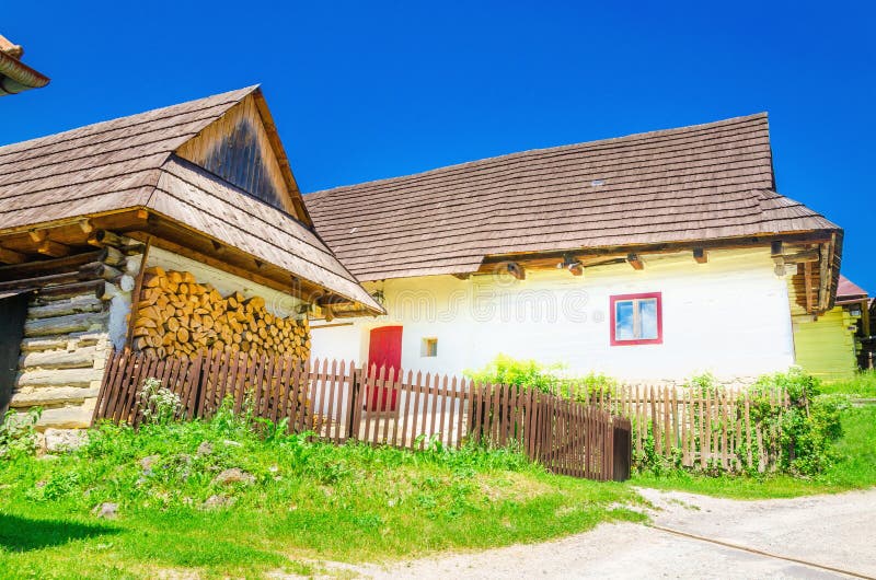 Wooden huts in typical village , Slovakia