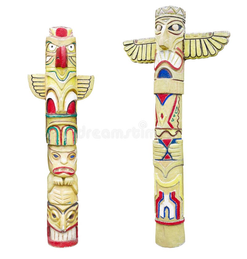 Wooden Indian Colorful Totem Pole Isolated Stock Illustration ...