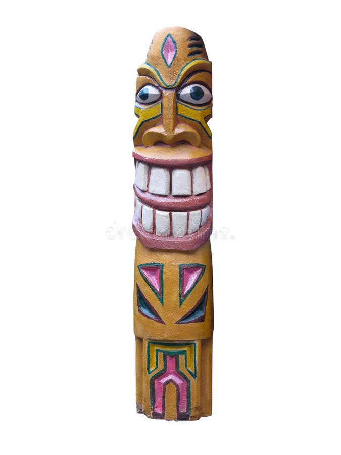 Wooden indian colorful totem pole isolated on white royalty free stock photo Wooden indian colorful totem pole isolated on white royalty free stock photo