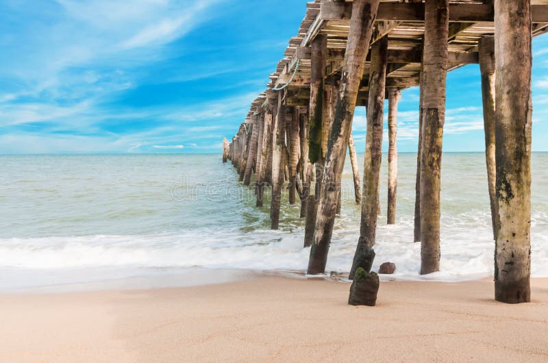 Wooden jetty and beauty beach