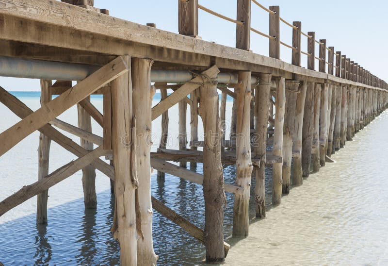 Wooden jetty in a tropical lagoon