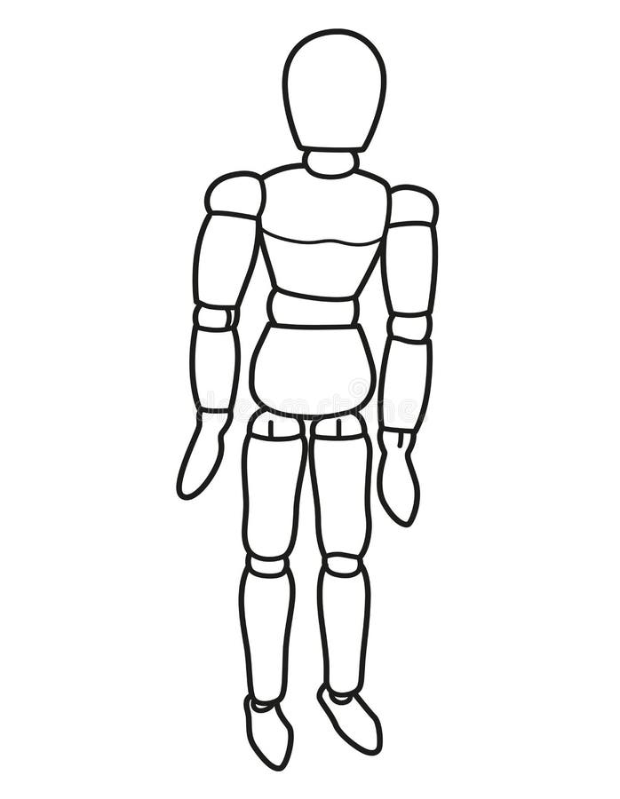 Wooden Jointed Doll for Drawing People Outlined for Coloring Page on ...