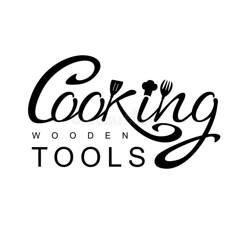 Wooden Kitchen Accessories Logo Design Vector Template. it`s Cooking