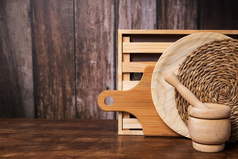 Wooden Kitchen Utensils, Trivet, Wooden Plate, Cutting Board, Mortar