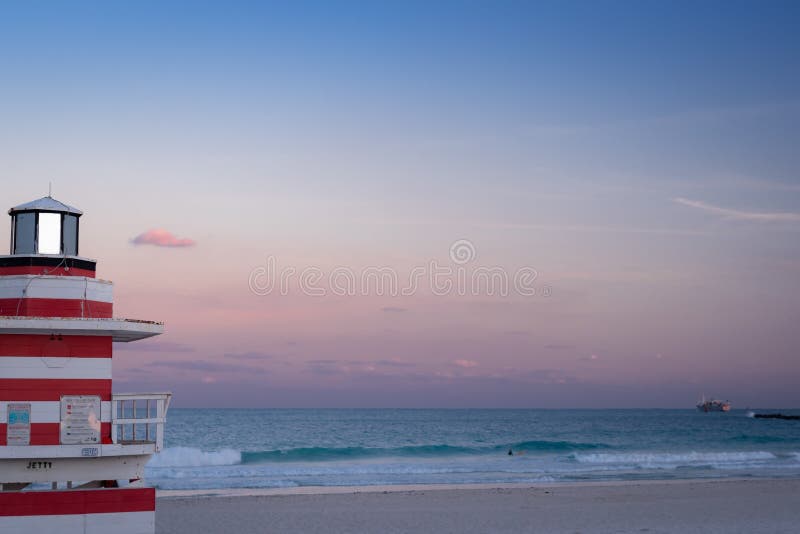 Wooden Lighthouse in South Beach, Miami, Florida Stock Photo Image of