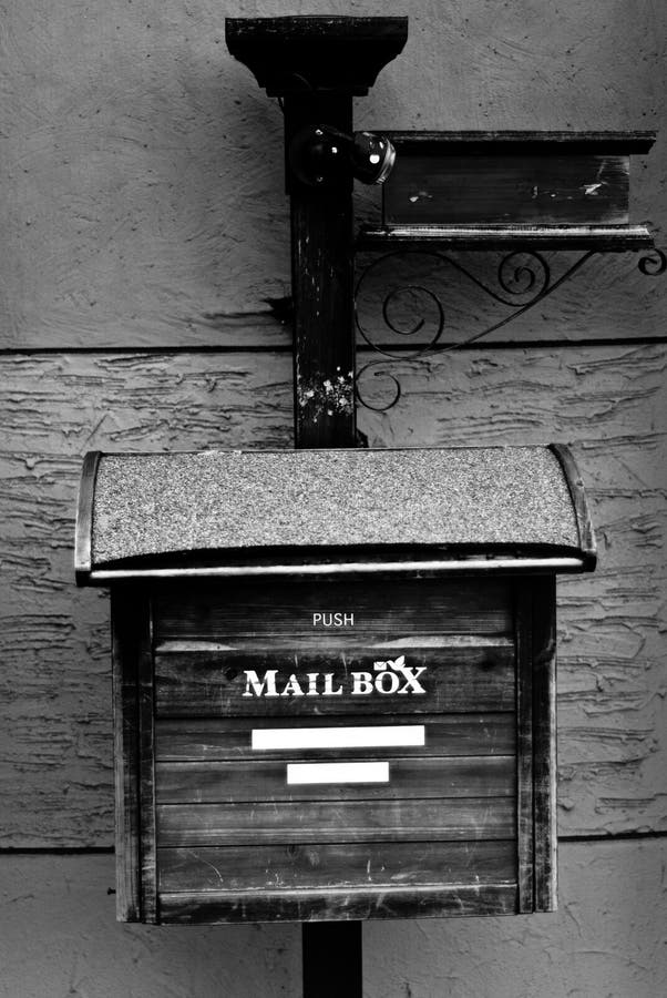 A Black Mailbox On A Wooden Post Stock Photo Image of correspondence, letter 11945686