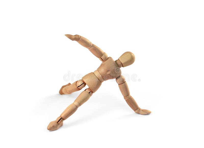 Wooden man exercising workout