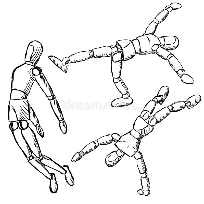 Wooden Mannequin with Joints in Different Poses... - Stock Illustration  [65904904] - PIXTA