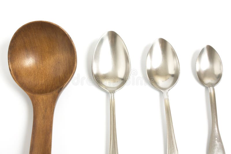 Wooden and metal spoon