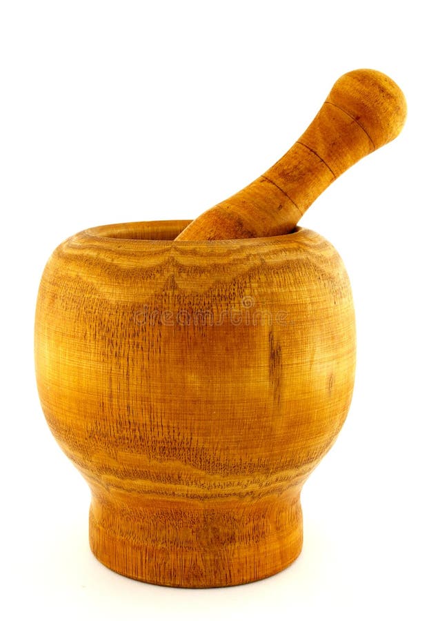 A wooden mortar