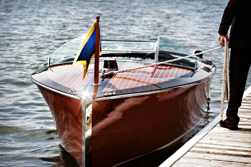 Wooden Motor Boat stock photo. Image of antique, holding ...