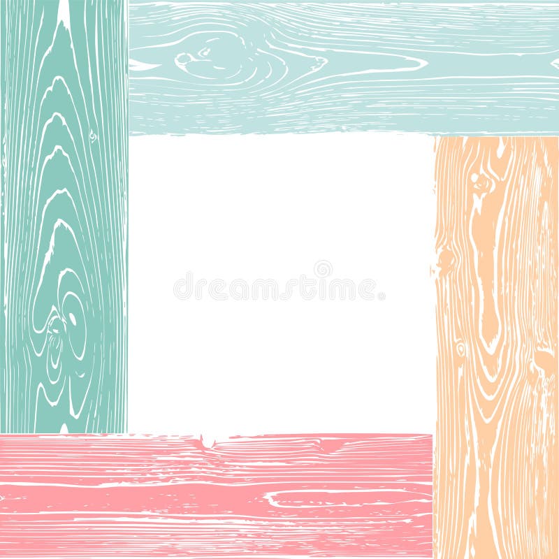 Wooden multicolored vector frame isolated on white background royalty free illustration