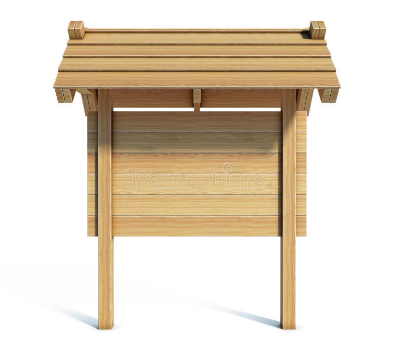 Wooden notice board, park billboard, 3d rendering