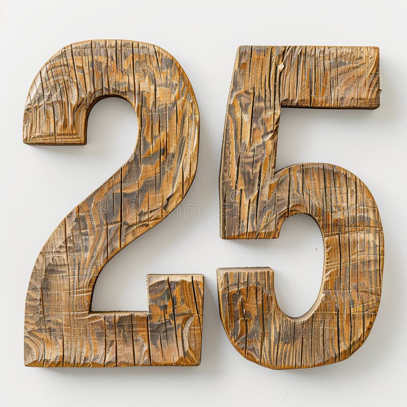 25 Wooden Number Twenty-Five on White Background vector illustration