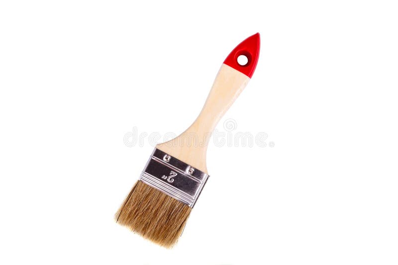 Wooden Paint Brush Isolated on White Background Stock Image Image of