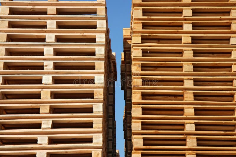 Wooden pallets up to sky