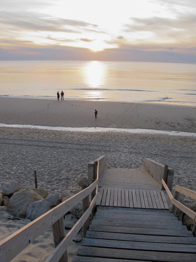 Wooden path access in sand dune Lacanau beach in Gironde France