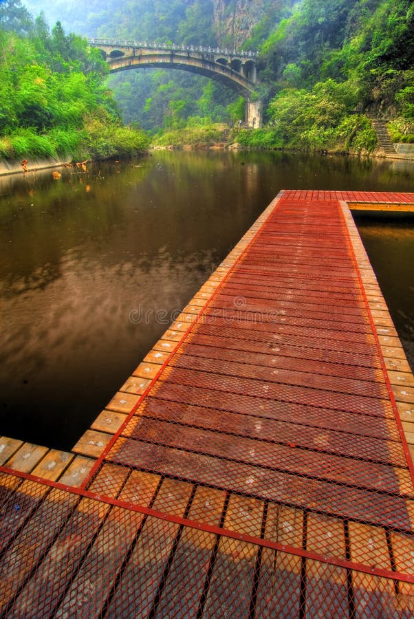 Wooden path and bridge