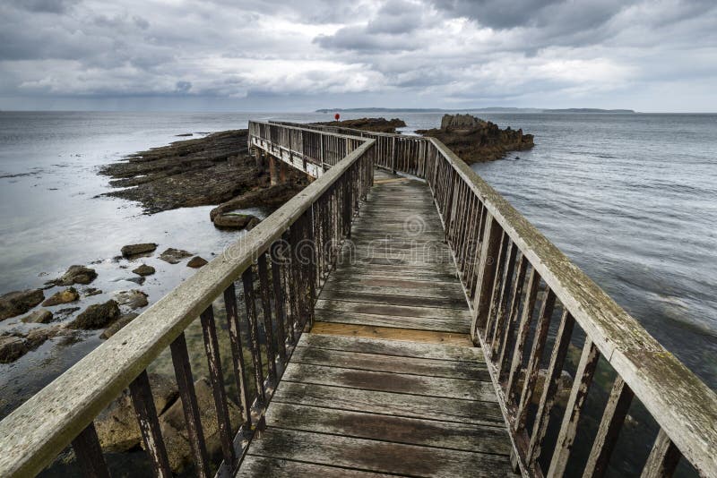 Wooden path on North Irish coastline