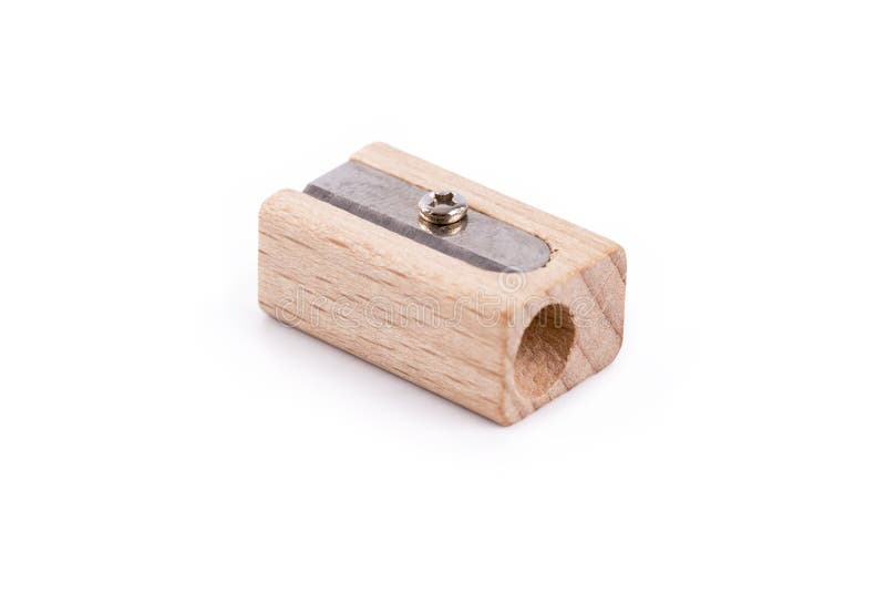 Wooden Pencil Sharpener Isolated on White Background