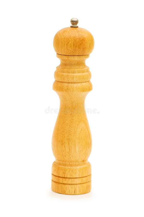 Wooden pepper mill isolated