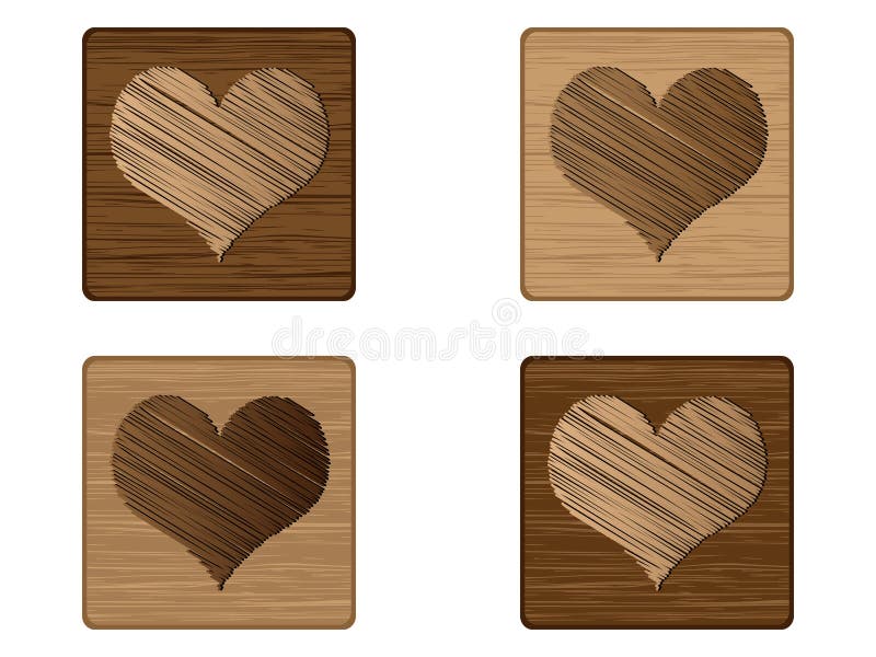 Wooden poker element - heart