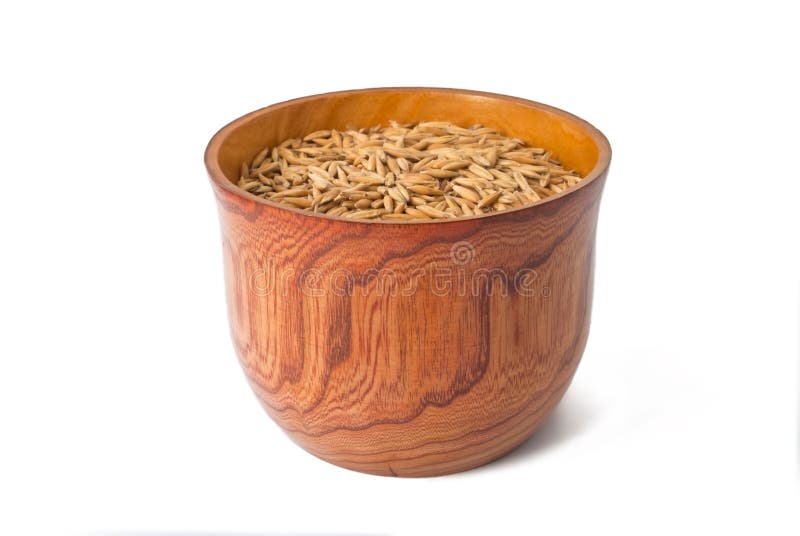 Wooden pot with oat