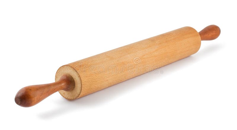 Wooden rolling pin stock image