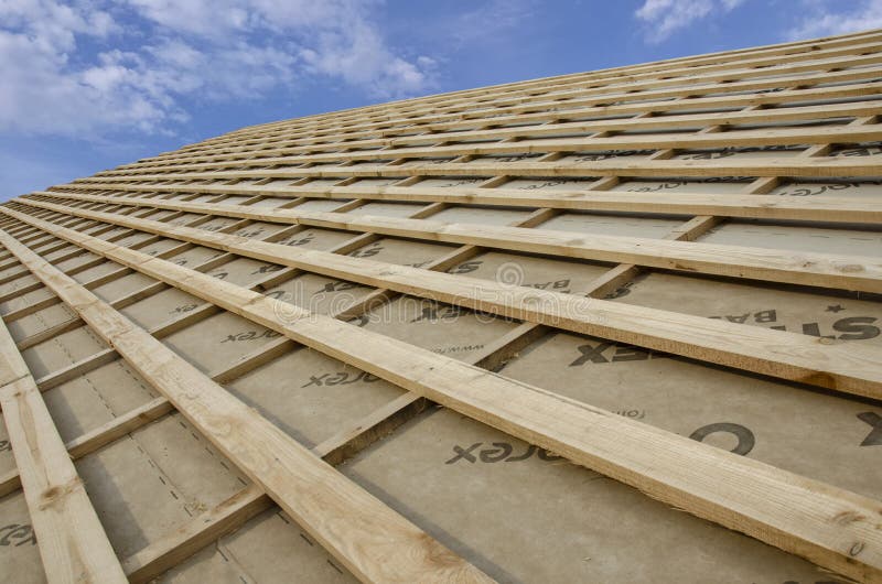 Wooden Roof Lathing Construction Frame Structure Stock Photo Image of